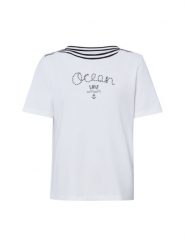 Marc Cain Koszulka Kobiety Bawełna biały, 40. Białe t-shirty damskie Marc Cain, bez wzorów, z bawełny, bez kołnierzyka. Za 549.95 zł.