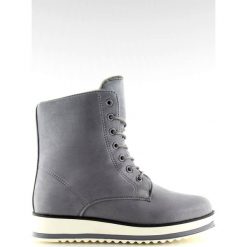 Botki sznurowane szare 6207 Grey. Szare botki damskie ButyModne, na jesień, bez obcasa, bez zapięcia. W wyprzedaży za 99.00 zł.