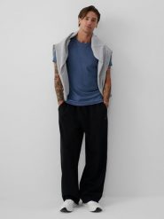 4F T-shirt slim gładki męski - denim L. T-shirty męskie 4f, l, bez wzorów, z denimu, klasyczne, bez kołnierzyka. Za 69.99 zł.