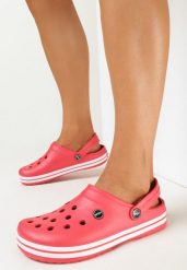 Czerwone Klapki z Ozdobnymi Wycięciami z Pianki Baseda. Czerwone klapki damskie Born2be, bez wzorów, bez obcasa. Za 14.99 zł.