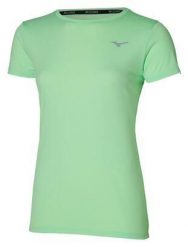 Koszulka do biegania damska Mizuno Core Tee. Zielone koszulki sportowe damskie Mizuno, m, bez wzorów, z materiału, bez kołnierzyka, bez ramiączek, do biegania. Za 73.99 zł.
