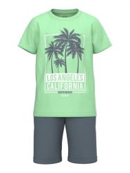 NAME IT Komplet t-shirt i spodenki 13214392 Zielony Regular Fit. Zielone szorty dla chłopców Name it, bez wzorów, z bawełny. Za 114.99 zł.