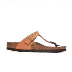 Japonki damskie Birkenstock Gizeh. Żółte klapki damskie Birkenstock, bez wzorów, z materiału, bez obcasa. Za 339.00 zł.
