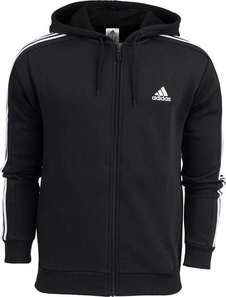 Adidas Bluza męska adidas Essentials Fleece 3-Stripes Full-Zip czarna IB4029 M. Czarne bluzy męskie Adidas, m, bez wzorów, bez kaptura. Za 237.23 zł.