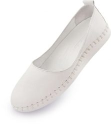 Damskie Skórzane Baleriny Nell Białe Białe. Białe baleriny damskie ENELL, bez wzorów, z materiału, eleganckie, bez obcasa. Za 351.99 zł.