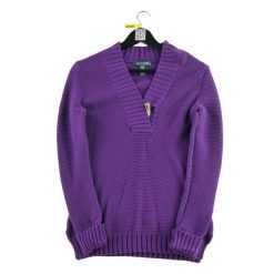 Second life - Damski fioletowy sweter - Stan dobry. Fioletowe swetry damskie Ralph Lauren, bez wzorów, sportowe, bez kołnierzyka, bez ramiączek, bez kaptura. Za 114.98 zł.