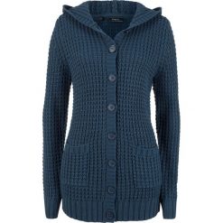 Sweter rozpinany z kapturem bonprix ciemnoniebieski. Kardigany damskie marki bonprix. Za 99.99 zł.