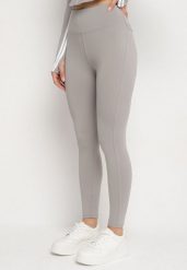 Jasnoszare Legginsy z Modelującymi Przeszyciami Selettia. Szare legginsy damskie Born2be, m, bez wzorów, z jeansu, na fitness i siłownię. Za 49.99 zł.