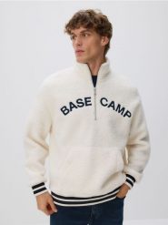 Polarowa bluza ze stójką - granatowy. Niebieskie bluzy męskie Reserved, l, bez wzorów, z dzianiny, bez kaptura. Za 159.99 zł.