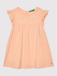 United Colors Of Benetton Sukienka letnia 3Z7QGV002 Pomarańczowy Regular Fit. Brązowe sukienki dla dziewczynek United Colors Of Benetton, na lato, bez wzorów, z bawełny, bez ramiączek. Za 49.99 zł.