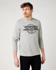 WRANGLER LS AMERICANA TEE MID GREY MEL W7J5D3X37 112141549. Szare t-shirty męskie Wrangler, s, bez wzorów, bez kołnierzyka. Za 99.99 zł.
