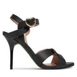 Sandały LOVE MOSCHINO. Czarne sandały damskie Love Moschino, bez wzorów, bez obcasa, na szpilce, bez zapięcia. Za 779.99 zł.
