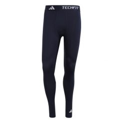 Legginsy adidas Techfit. Niebieskie legginsy sportowe męskie Adidas, bez wzorów, z materiału, do piłki nożnej, techfit (adidas). Za 198.50 zł.