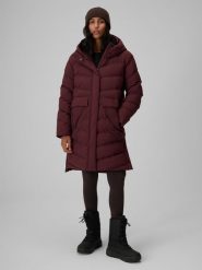 4F Płaszcz zimowy z wypełnieniem syntetycznym damski - burgundowy XXL. Czerwone kurtki damskie 4f, na zimę, l, bez wzorów, z materiału, bez kaptura. Za 699.99 zł.