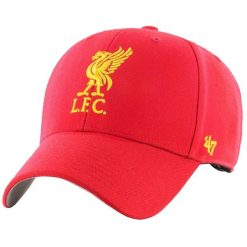 Męska czapka z daszkiem 47 Brand EPL FC Liverpool Cap. Czerwone czapki i kapelusze męskie 47 Brand, bez wzorów, z materiału, sportowe. Za 99.99 zł.
