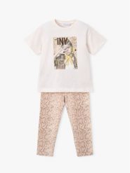 Mayoral Komplet t-shirt i legginsy 3727 Beżowy Regular Fit. Brązowe legginsy dla dziewczynek Mayoral, bez wzorów, z bawełny. Za 129.99 zł.