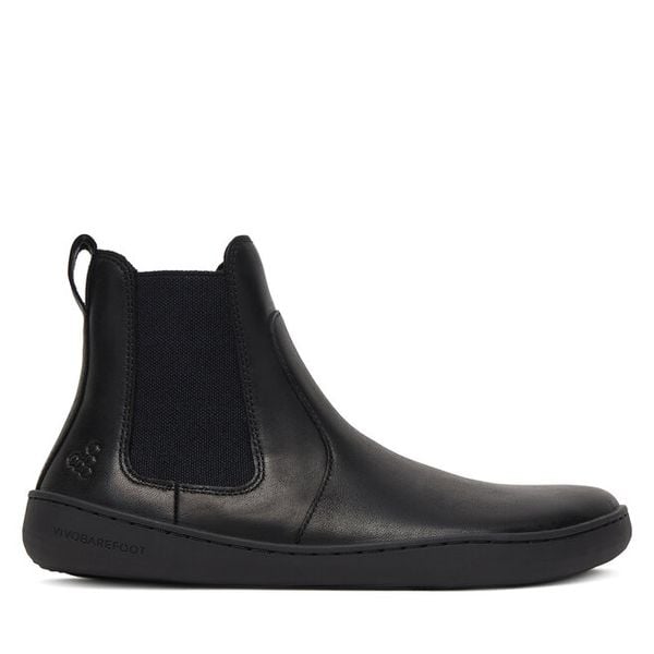 Sztyblety Vivo Barefoot. Czarne botki damskie Vivo Barefoot, bez obcasa, na płaskiej podeszwie, bez zapięcia. Za 549.99 zł.