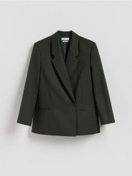 Marynarka z wełną - zielony. Zielone żakiety damskie Reserved, l, bez wzorów, z tkaniny. Za 329.99 zł.