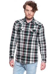 WRANGLER LS WESTERN SHIRT PINE W5A07BG01 112129929. Zielone koszule męskie Wrangler, s, bez wzorów, bez kołnierzyka, bez ramiączek. Za 139.99 zł.