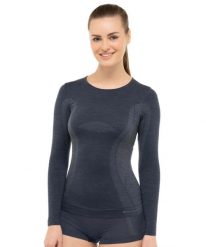 Koszulka damska z długim rękawem Brubeck COMFORT WOOL. Niebieskie t-shirty damskie Brubeck, l, bez wzorów, z dzianiny, bez kołnierzyka. Za 199.99 zł.