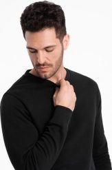 Ombre Bluza męska dresowa BASIC z okrągłym dekoltem - czarna V5 OM-SSBN-0175 XXL. Czarne bluzy męskie Ombre, m, bez wzorów, z dresówki, bez kaptura. Za 89.99 zł.