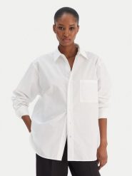 BOSS Koszula Saturday 50543800 Biały Oversize. Białe bluzki damskie Boss, bez wzorów, z bawełny, biznesowe, bez kołnierzyka, bez ramiączek. Za 799.99 zł.