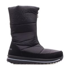 Buty Progress W PROGJ-22-130 czarne. Czarne śniegowce i trapery damskie z materiału. Za 258.25 zł.