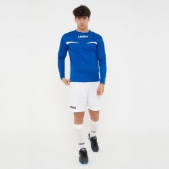 Męska koszulka biegowa z długim rękawem Vienna ML niebieska-biała. Białe koszulki sportowe męskie Legea, m, bez wzorów, z bawełny, bez kołnierzyka, bez ramiączek, do biegania. Za 56.00 zł.