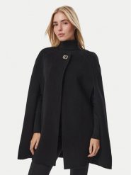 MICHAEL Michael Kors Ponczo MF620MWGBX Czarny Relaxed Fit. Czarne płaszcze damskie MICHAEL Michael Kors, l, bez wzorów, z wełny, bez kaptura. Za 1,979.00 zł.
