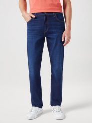Męskie Spodnie Jeansowe Wrangler Texas Slim Night Shade 112350865, W31 L32. Niebieskie spodnie materiałowe męskie Wrangler, l, bez wzorów, z bawełny, eleganckie. Za 239.99 zł.