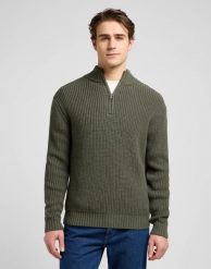 MESKI SWETER LEE CLEAN HALF ZIP KNIT OLIVE GRAY 112370539. Szare swetry przez głowę męskie Lee, xl, bez wzorów, bez kołnierzyka. Za 199.99 zł.