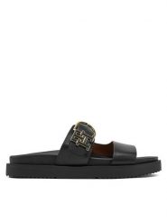 Tommy Hilfiger Klapki FW0FW08512 Czarny. Czarne klapki damskie Tommy Hilfiger, bez wzorów, ze skóry, bez obcasa. Za 399.99 zł.