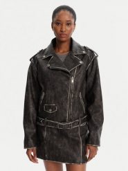 Guess Kurtka z imitacji skóry W5YL04 WHDI0 Szary Regular Fit. Szare kurtki damskie Guess, xl, z aplikacjami, ze skóry, bez kaptura. Za 649.99 zł.