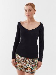 Guess Sweter W3YR25 Z37J2 Czarny Regular Fit. Czarne swetry damskie Guess, s, z aplikacjami, z wiskozy, bez kołnierzyka, bez ramiączek, bez kaptura. Za 379.99 zł.