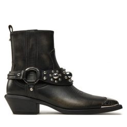 Kowbojki PINKO. Czarne botki damskie Pinko, bez obcasa, na płaskiej podeszwie, bez zapięcia. Za 1,659.00 zł.