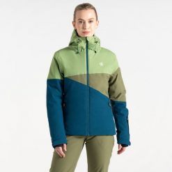 Kurtka narciarska damska Ice III. Zielone kurtki damskie Dare 2b, bez wzorów, bez kaptura, narciarskie. W wyprzedaży za 479.99 zł.