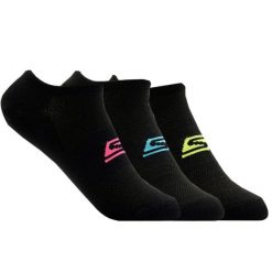 Skarpetki sportowe damskie 3pk Womens Microfiber Non Terry No Show. Czarne skarpety damskie Skechers, bez wzorów, z materiału. Za 79.99 zł.