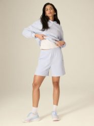 4F Spodenki dresowe damskie - niebieskie S. Niebieskie szorty damskie 4f, na lato, s, bez wzorów, z dresówki, z podwyższonym stanem. Za 79.99 zł.