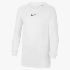 Koszulka piłkarska chłopięca Nike JR Dry Park First Layer. Białe t-shirty dla chłopców Nike, bez wzorów, z materiału, bez ramiączek. Za 89.99 zł.
