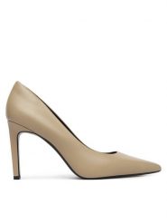 Calvin Klein Szpilki Ess Stiletto 90 HW0HW02608 Beżowy. Brązowe szpilki damskie Calvin Klein, bez wzorów, ze skóry, bez obcasa, bez zapięcia. Za 649.99 zł.