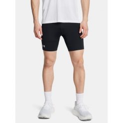 Legginsy do biegania męskie Under Armour Launch Half Tights. Czarne krótkie spodenki sportowe męskie Under Armour, m, bez wzorów, do biegania. Za 199.99 zł.