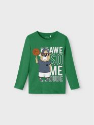 NAME IT Bluzka 13218862 Zielony Regular Fit. Zielone t-shirty dla chłopców Name it, bez wzorów, z bawełny, bez ramiączek. Za 39.99 zł.