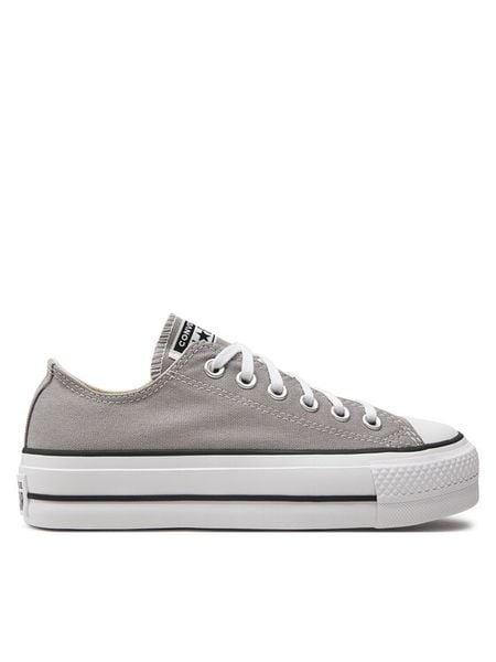 Converse Trampki Chuck Taylor All Star Lift Platform Ox A07573C Szary. Szare trampki i tenisówki damskie Converse, bez wzorów, z materiału, retro, bez zapięcia. Za 259.99 zł.