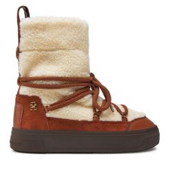 Śniegowce Tommy Hilfiger. Brązowe śniegowce i trapery damskie Tommy Hilfiger. Za 429.99 zł.