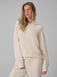 4F Bluza dresowa regular z modalem damska - kremowa XL. Brązowe bluzy damskie 4f, xl, bez wzorów, z dresówki, klasyczne, bez kołnierzyka, bez ramiączek, z kapturem. Za 199.99 zł.