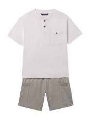 Mayoral Komplet t-shirt i spodenki 6686 Beżowy Regular Fit. Brązowe szorty dla chłopców Mayoral, bez wzorów, z bawełny. Za 159.99 zł.
