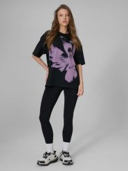 4F Legginsy dzianinowe damskie - czarne XL. Czarne legginsy damskie 4f, xl, bez wzorów, z dzianiny. W wyprzedaży za 99.99 zł.