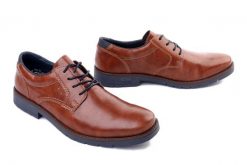 Rieker 13900-24 brown, półbuty męskie. Brązowe półbuty na co dzień męskie Rieker, ze skóry ekologicznej, bez zapięcia. Za 369.90 zł.
