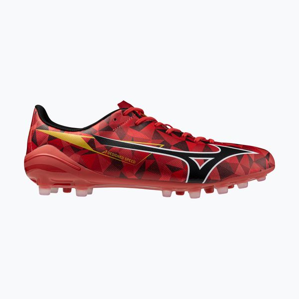 Buty do piłki nożnej Mizuno Alpha II Select AG morelia 40th red/black/gold. Czerwone buty sportowe męskie Mizuno, bez zapięcia, do piłki nożnej. Za 269.99 zł.