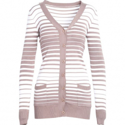 Beżowo-Biały Sweter First Time. Białe kardigany damskie Born2be. Za 29.99 zł.